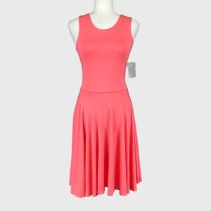 Cynthia Rowley Womens Coral Sleeveless Fit Flare Dress Stretchy Knit size XS